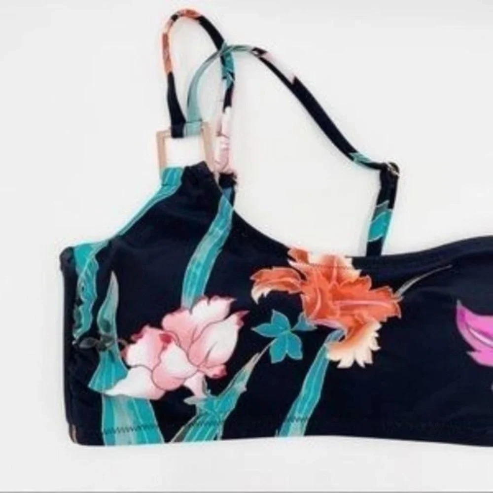 Nanette Lepore Aster Asymmetrical Bikini Swimsuit Set high waist size 6 new!!‎